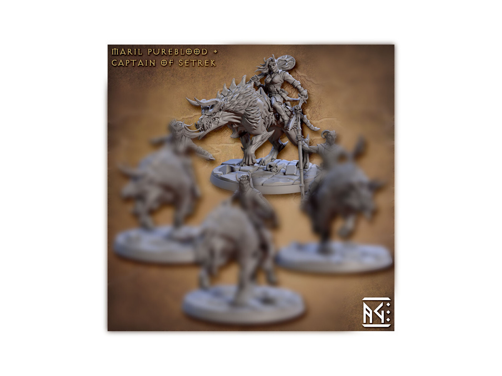 Tiefling Demon Hound Rider B - Bard / Fighter - Artisan Guild - Fantasy D&D