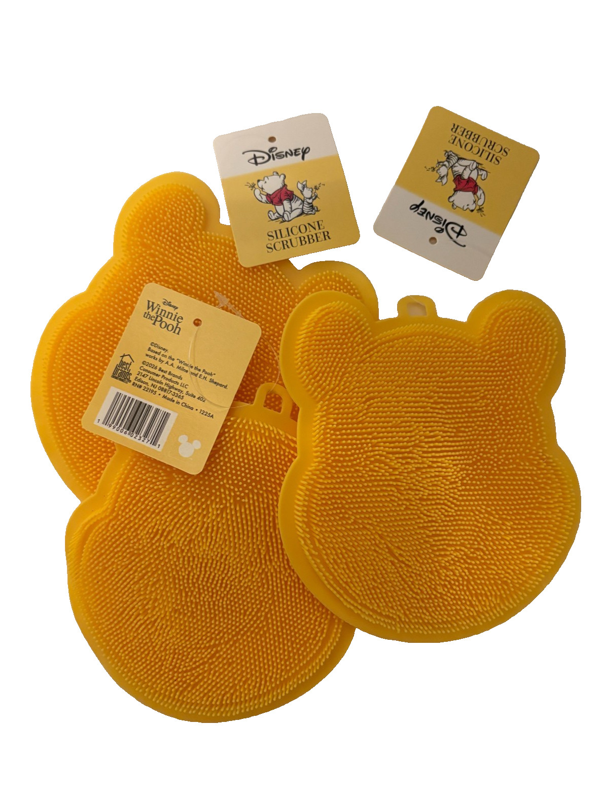 Disney Winnie the Pooh Silicone Scrubber 3 Pack Bath Kitchen Cleaning Sponge