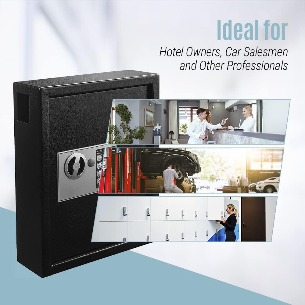 Key Holder Wall Mount - 40-Keys Lock Box with Code, Key Cabinet Wall Mount, Vale
