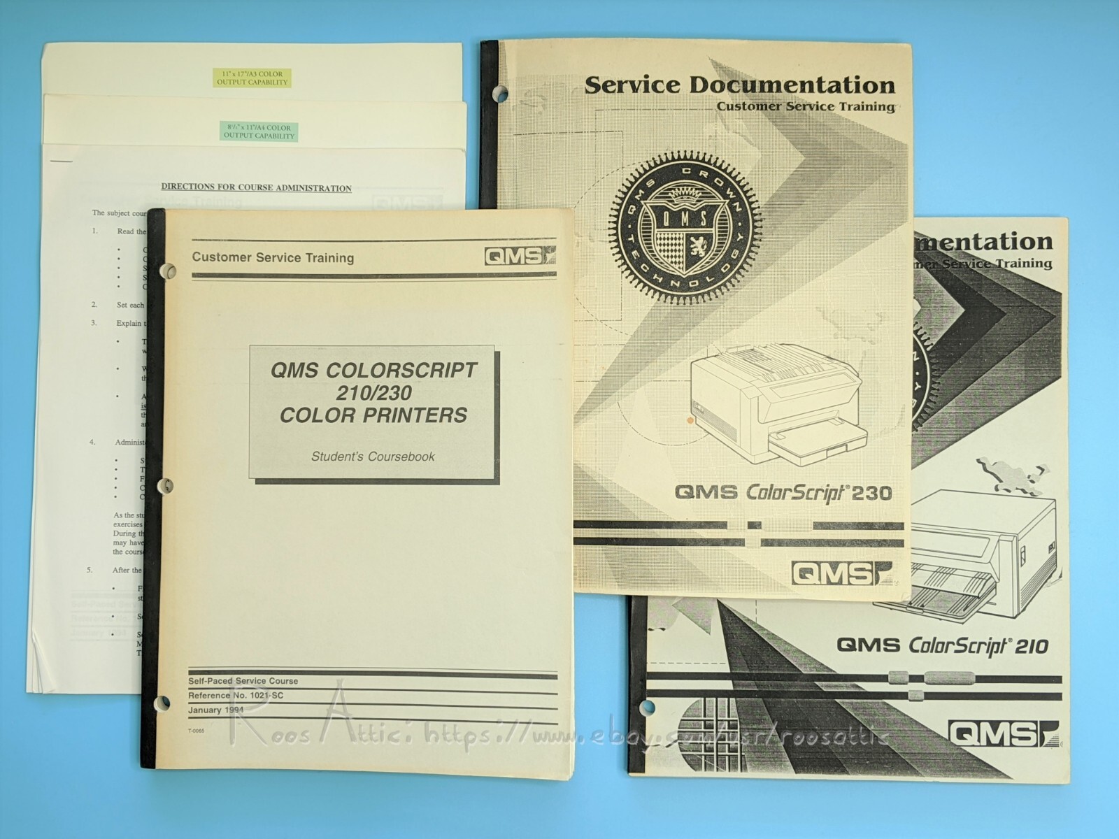 QMS ColorScript 210 & 230 Color Printer Service Training Guides Manuals: 1992/94