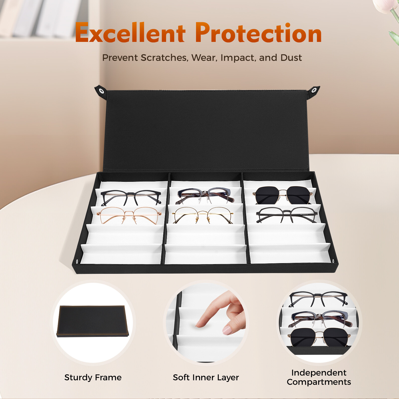 180 Slots Optical Glasses Case, Pull Rod Box, Eyeglasses Display Organizer