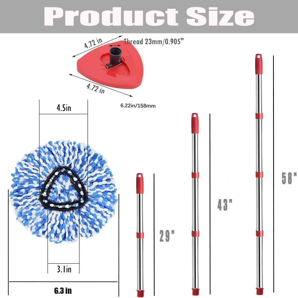 Spin Mop Head, Base, Handle Replacement for O-ceda EasyWring RinseClean Micro...