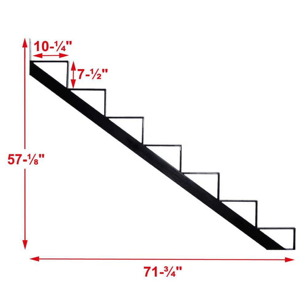 Pylex Outdoor 7-Steps Stair Stringer 7-1/2" x 10-1/4" Powder Coated Steel Black