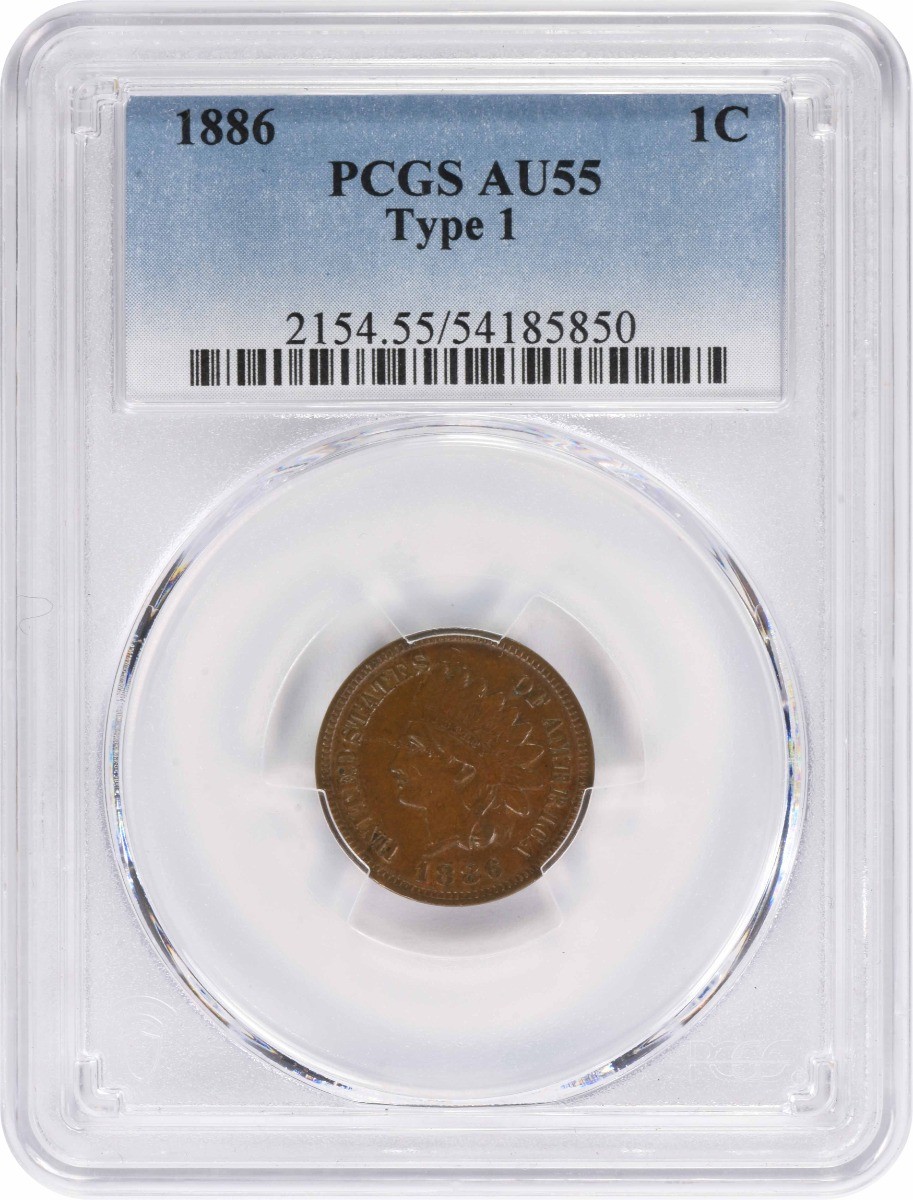1886 Indian Cent Variety 1 AU55 PCGS