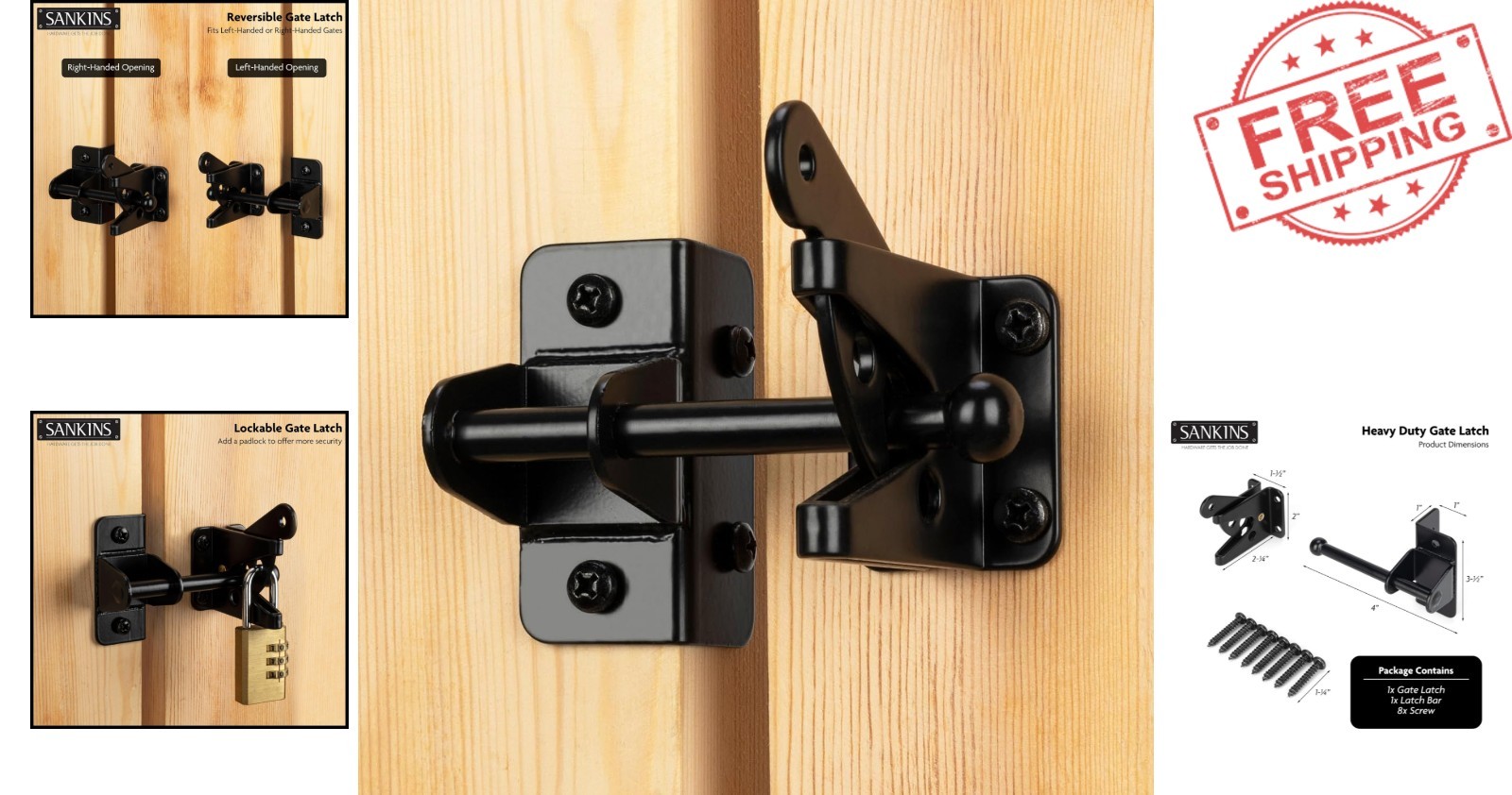 Versatile Self-Locking Gate Latch for Pool & Garden - Easy Install, Weatherproof