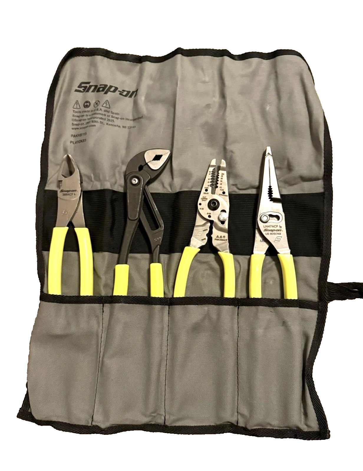 NEW Snap-on™ PL4TGKB1HV 4-pc Plier Set Includes 388ACF PWCS9AF LN47ACF AWPBX10