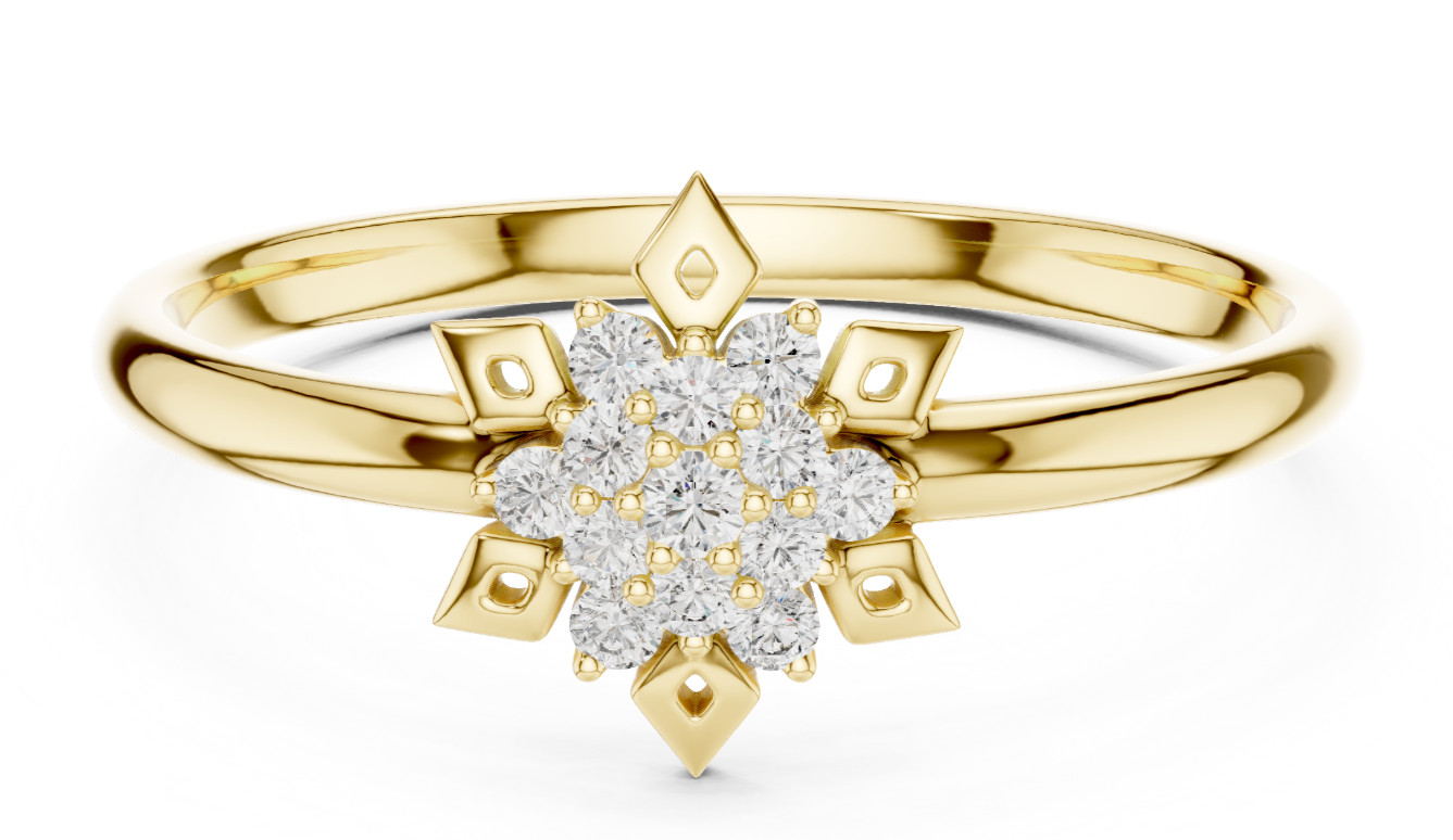 Round Cut Certified VVS1 D Natural Diamond Petite Exquisite Ring 14k Gold Over