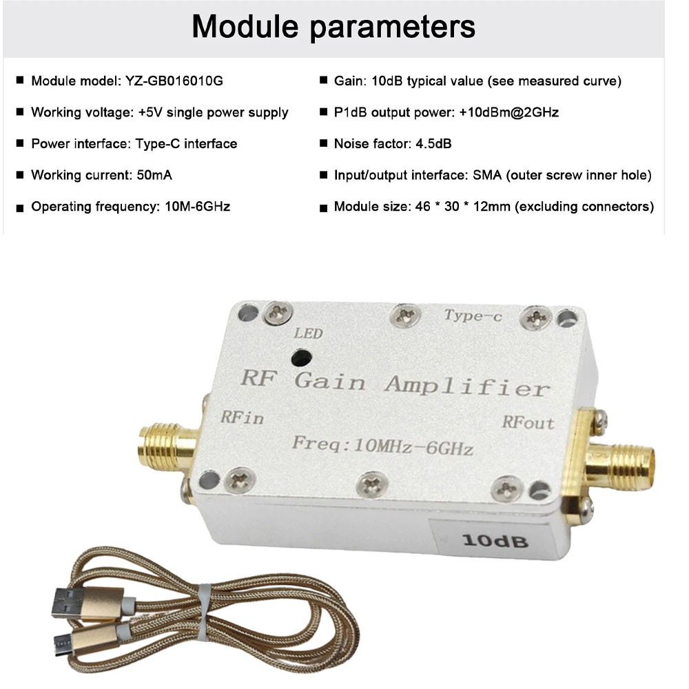 10M-6GHz RF Amplifier 10dB High Gain Driver Receiving Amplifier Module HOT