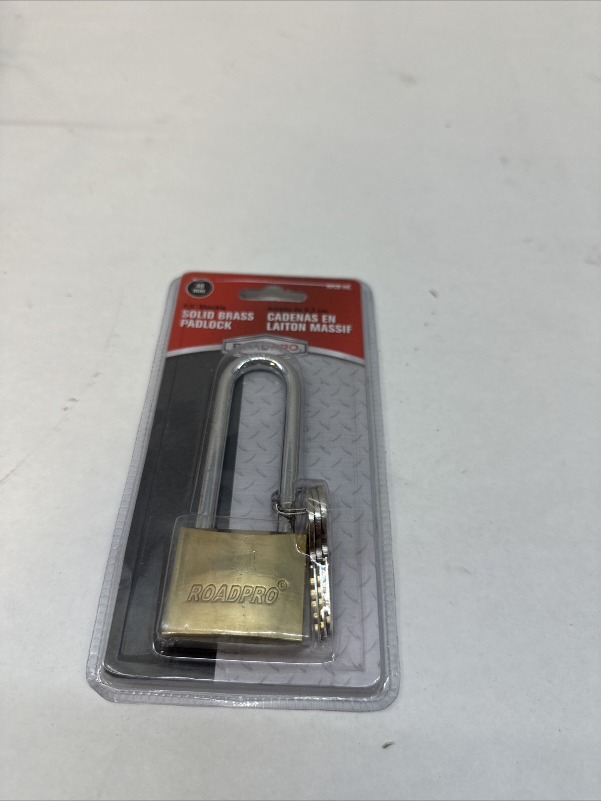 Roadpro RPLB-40L Padlock   1.5", Brass, 2.5" Double Locking Shackle, With 3 Keys