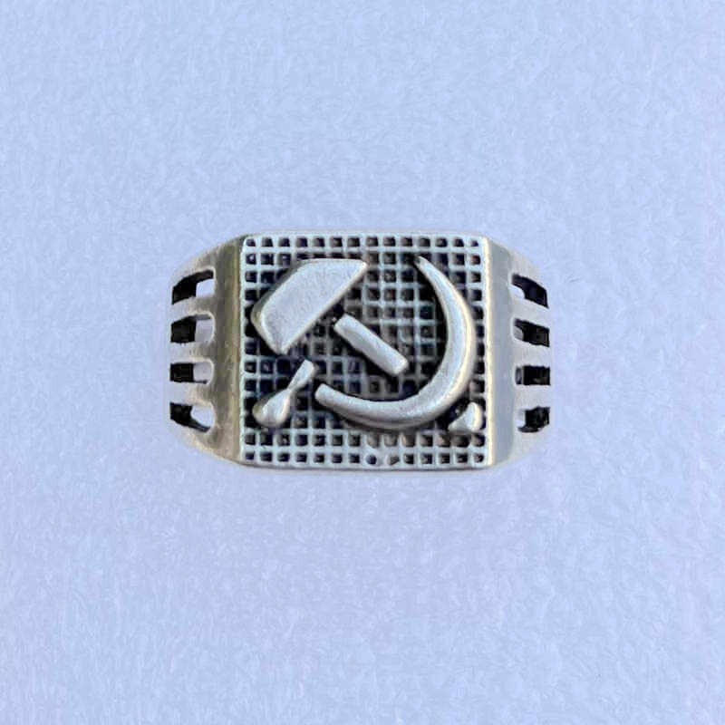 Soviet Russia World War II Red Army Communist Officers Silver Ring (Replica)