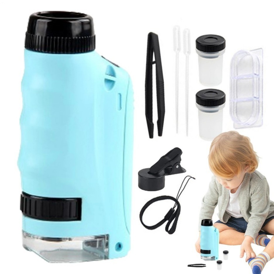 Mini Microscope for Kids, Portable Microscope, LED Lighting Small Handheld*===
