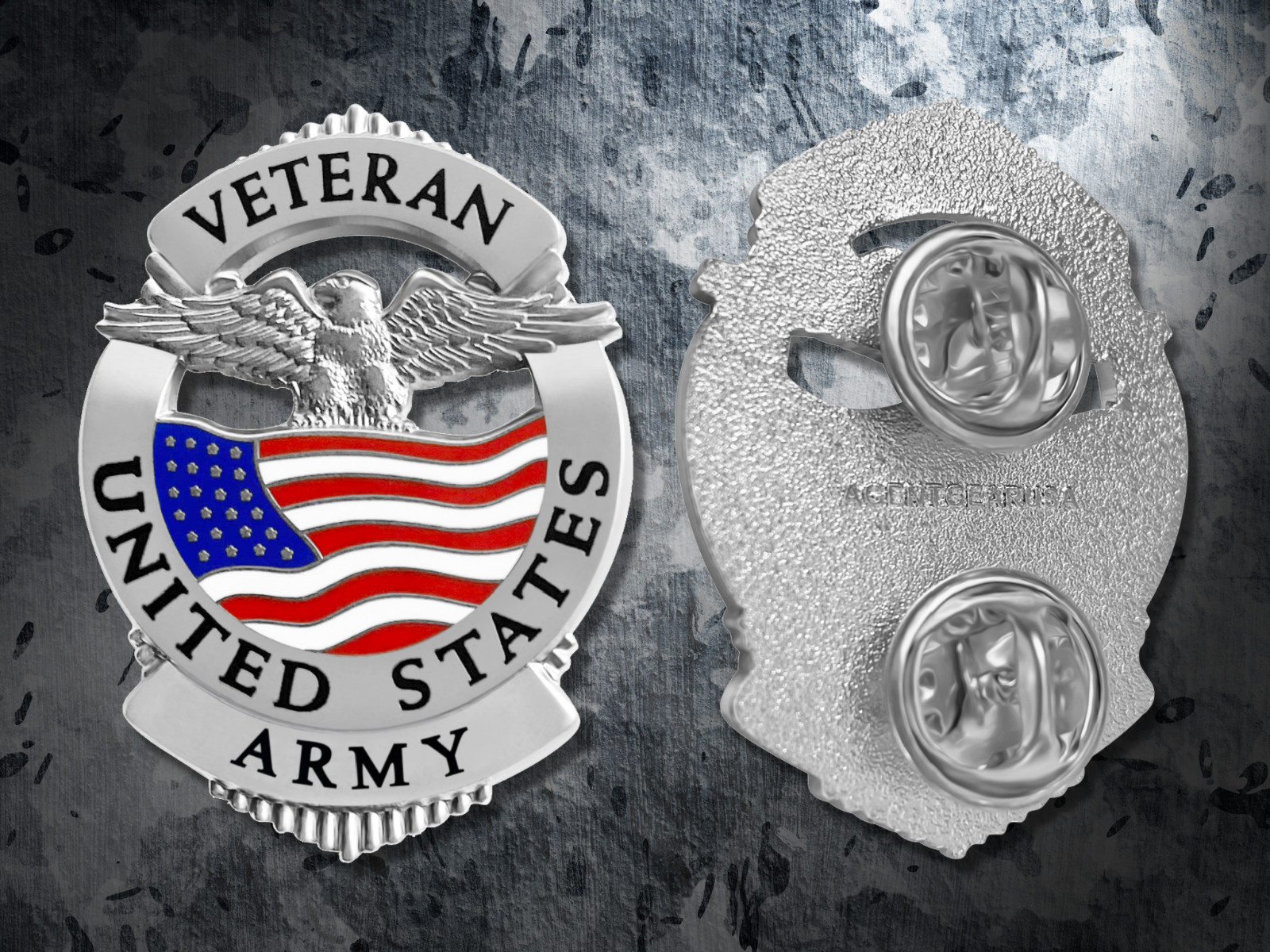 Army Veteran Pin - United States Military Lapel Pin - Silver Tone