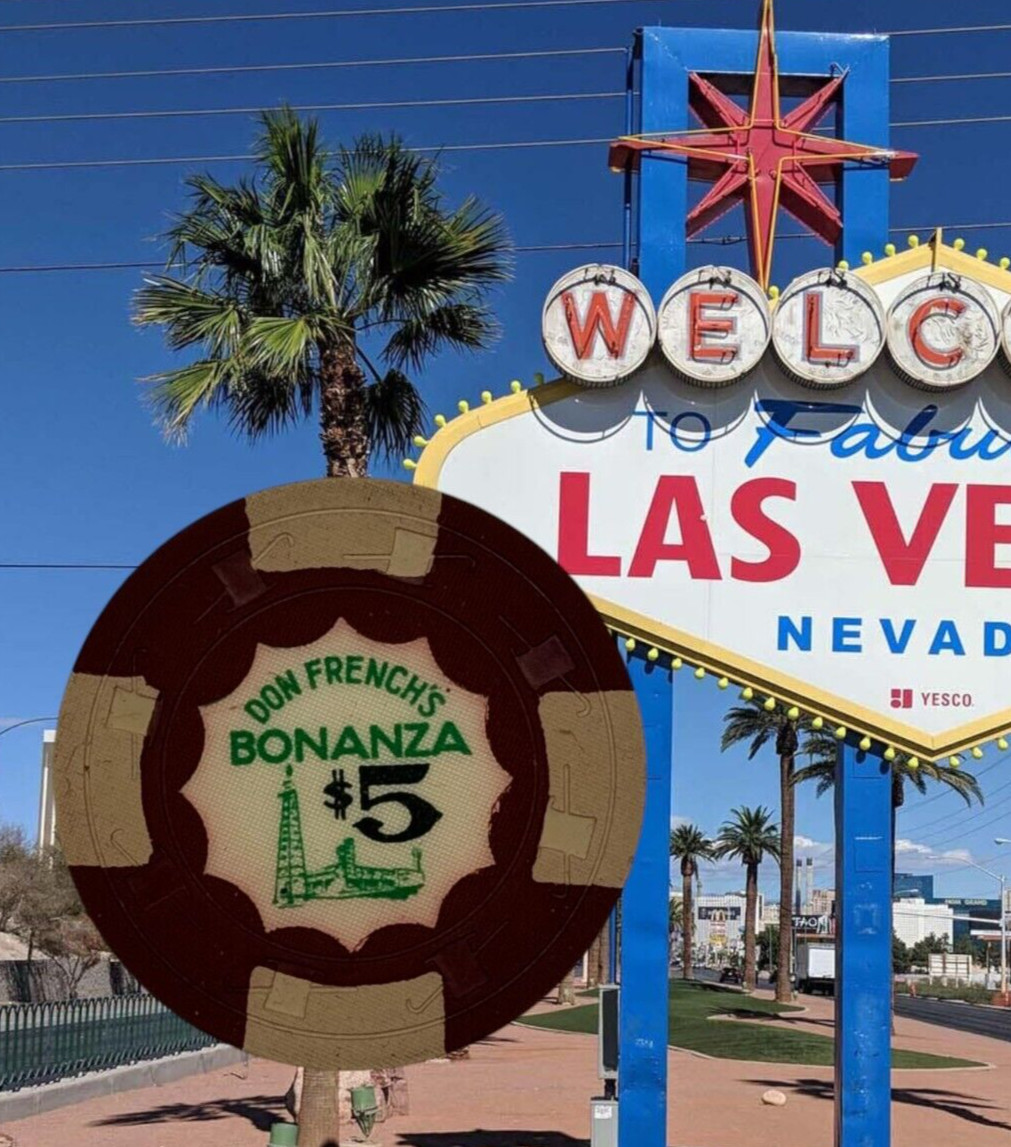 Bonanza Don French's Bonanza Casino  Las Vegas Nevada $5 Chip 1967