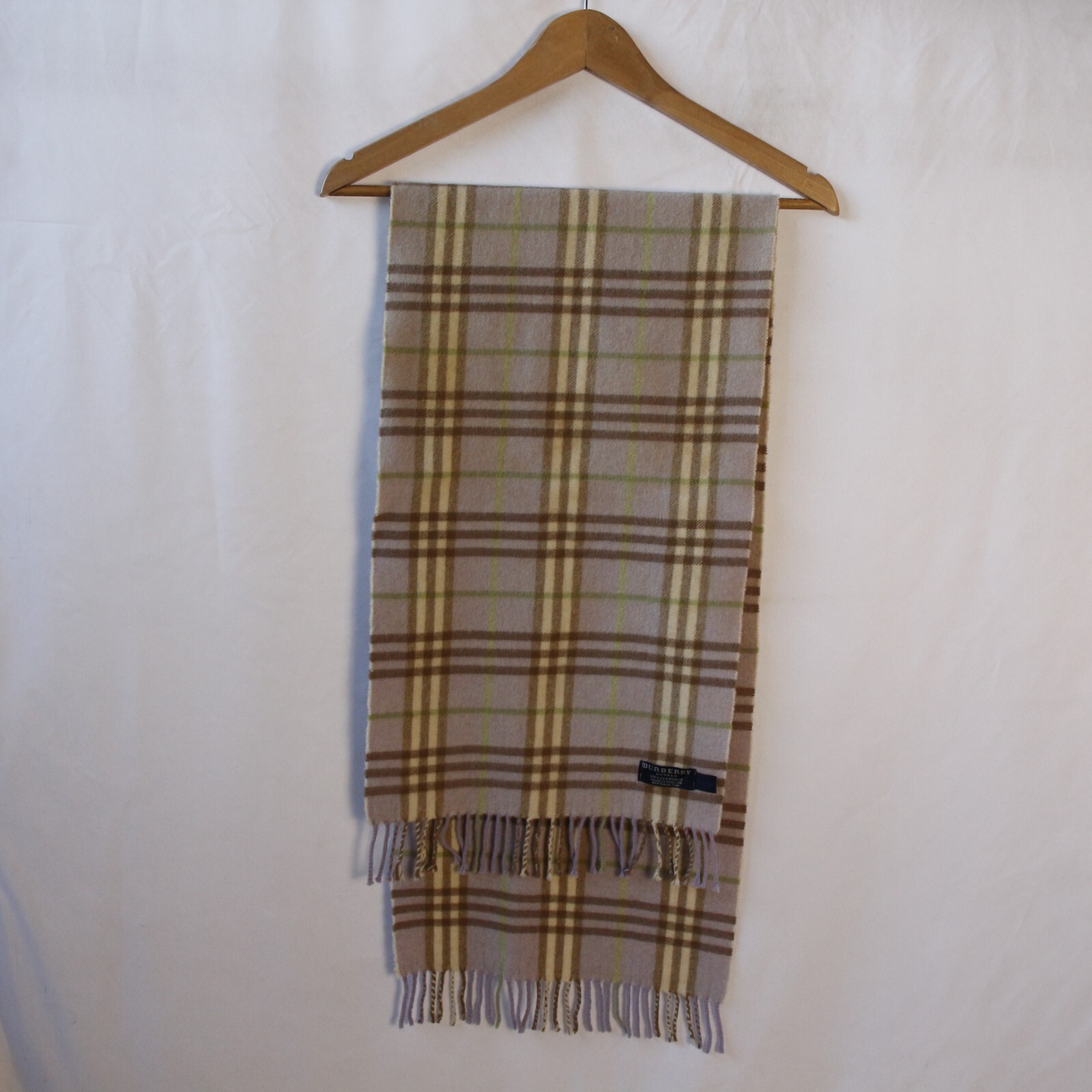 Burberry 100% Cashmere Blue Scottish Fancy Scarf Size 130x32cm Unisex