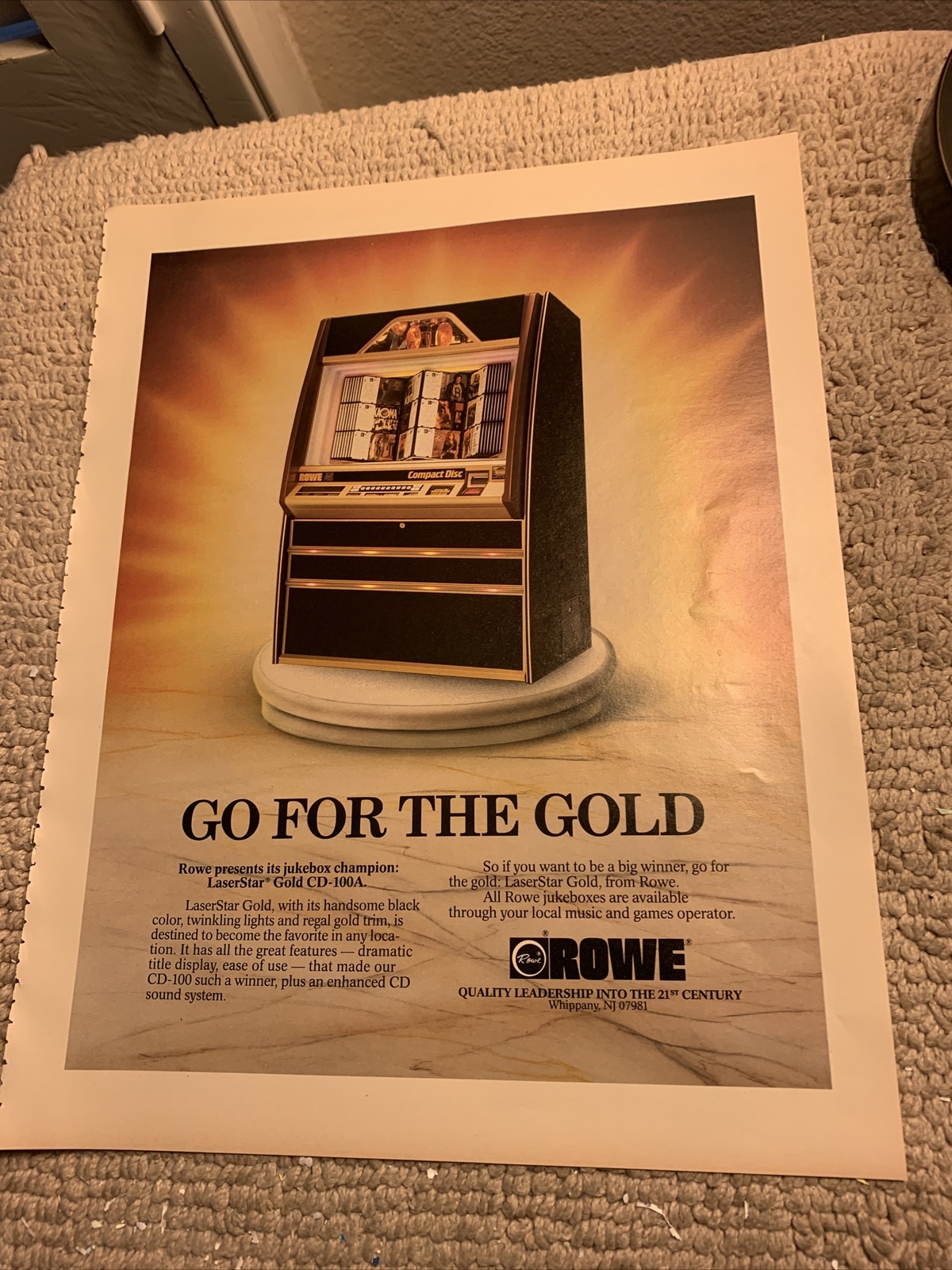 Giant 13-10 1/4”  Rowe CD 100a Jukebox AD FLYER