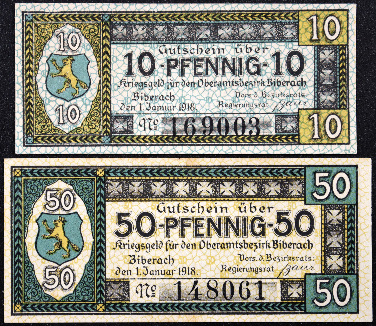 BIBERACH 1918 RARE Complete Set German Notgeld