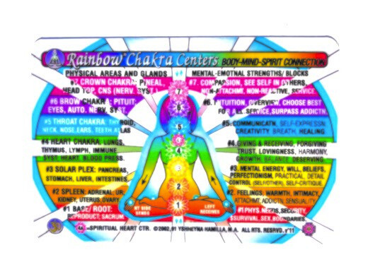 CHAKRA: 7 Rainbow® Centers Wallet CARD-Pocket Chart-Inner Light Resources