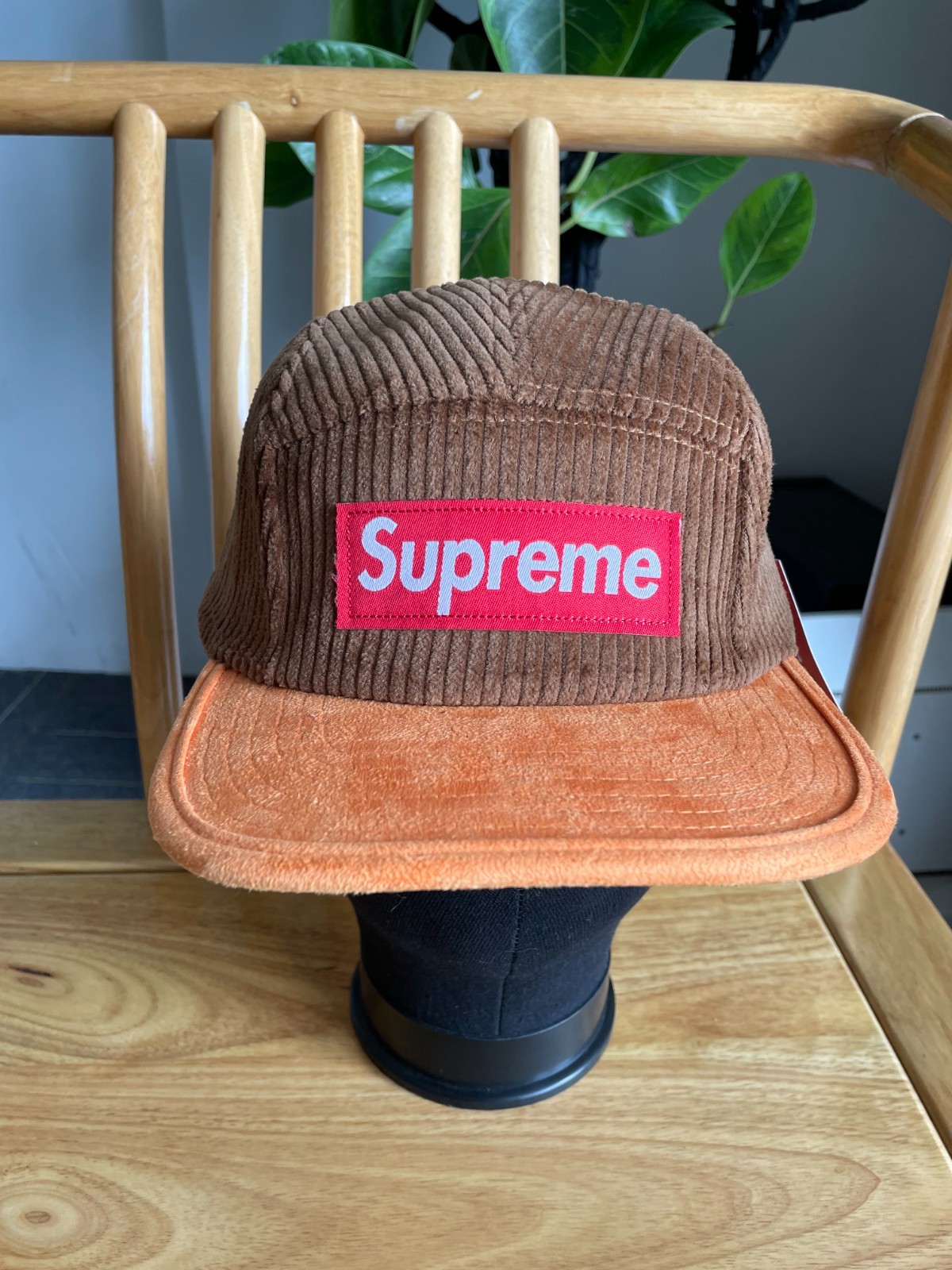 Supreme Men's Orange Brim Baseball Cap Adjustable