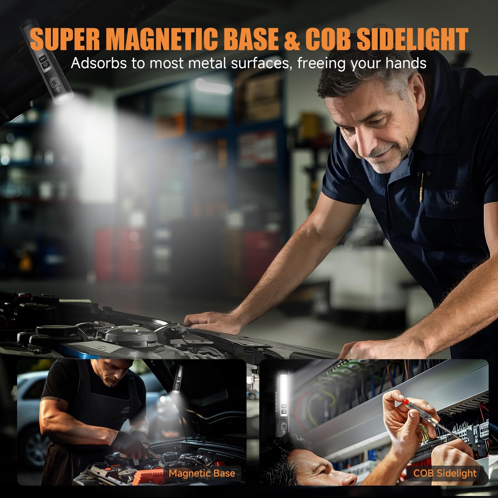 Rechargeable Magnetic Small Flashlights High Lumens - Super Bright Black