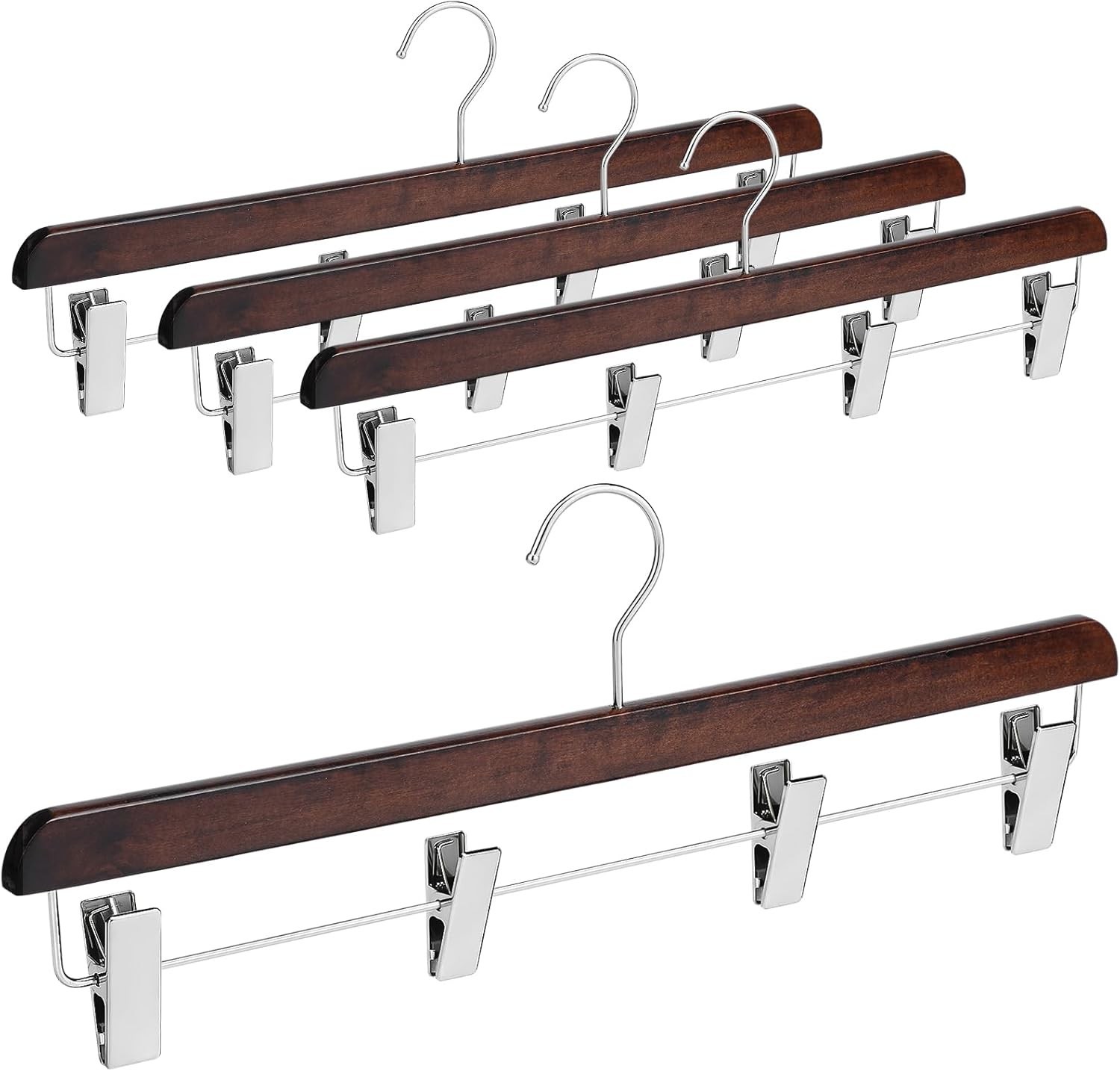 4 Pcs Kilt Hanger 20 Inches Wooden Duty Skirt Hangers W/ 4 Clips Closet Nut
