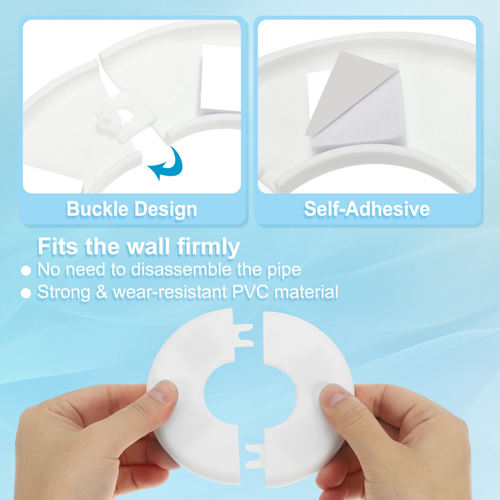 3 Pieces for Flange Split Pipe Cover 0.93"/23.5mm White