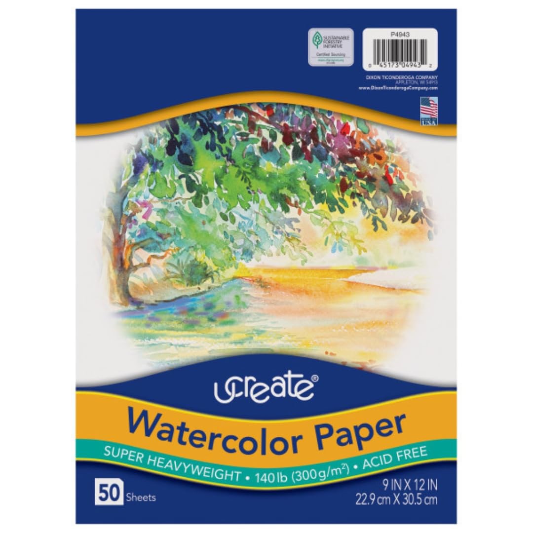 Watercolor Paper White Package 140 Lb. 9 X 12 50 Sheets