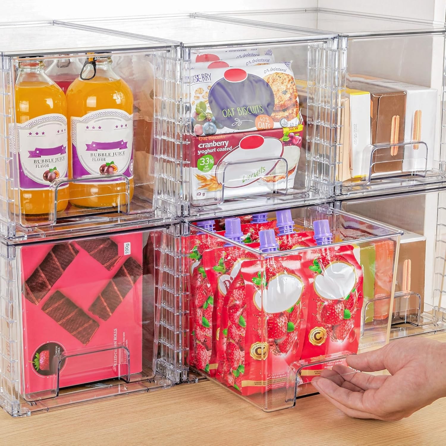 4 Pack Large Stackable Storage Drawers,Easily Assemble Acrylic Bathroom Closet