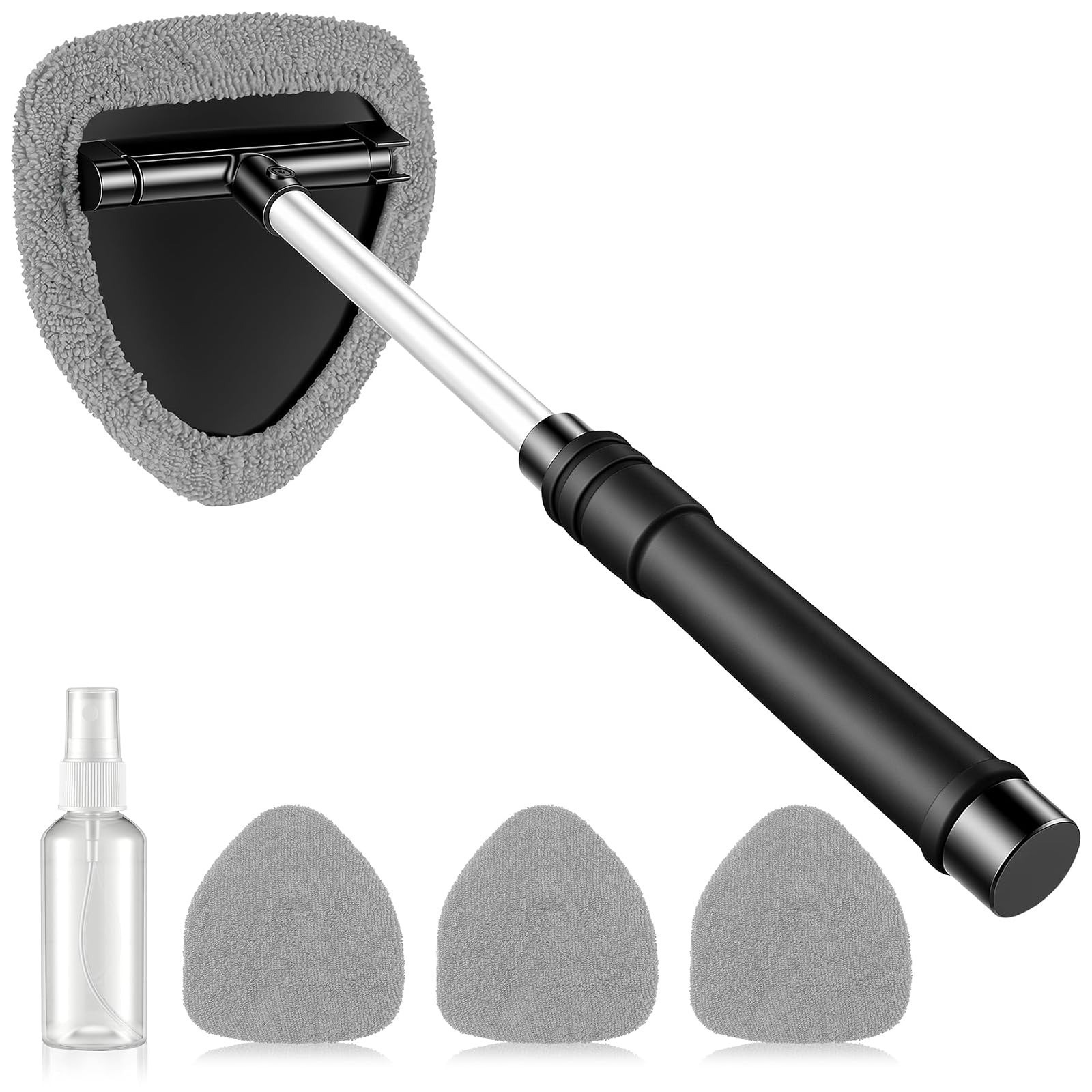 JUSTTOP Windshield Cleaner Tool with Extendable Handle & Microfiber Pads