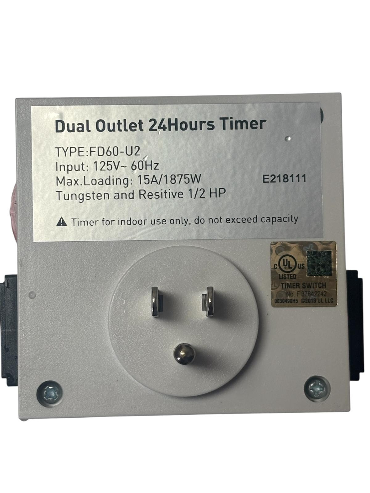 Dual 125V Outlet 24 Hour Mechanical Timer for Light Hydroponic System Controller