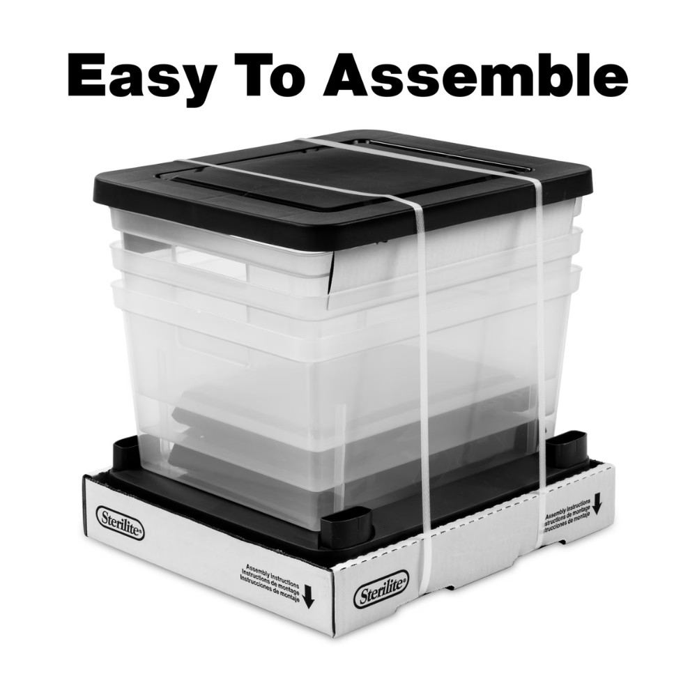 2Pack Sterilite Medium 3 Drawer Tower Plastic Storage Bins Organizer Unit, Black