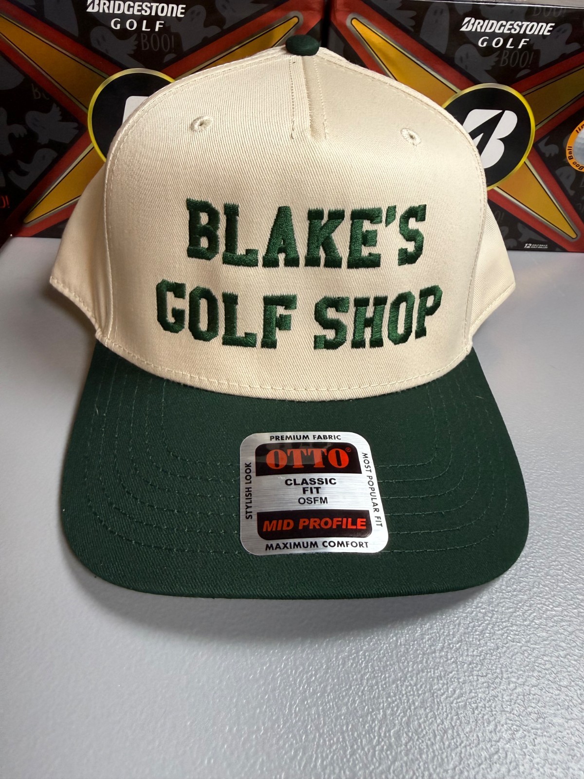 BOtto “Blake’s Golf Shop” Embroidered Hat Men’s/Women’s One Size Beige/Dark Gree