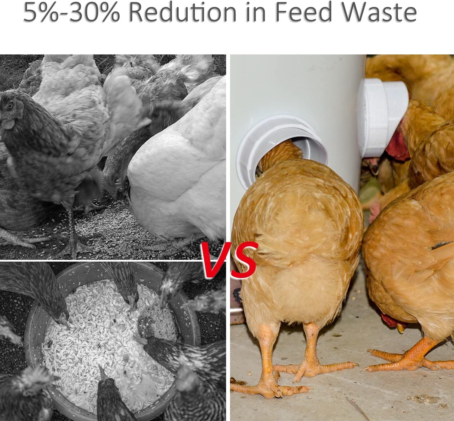 DIY Chicken Feeder Rain Proof Poultry Feeder Port Gravity Feed Kit for