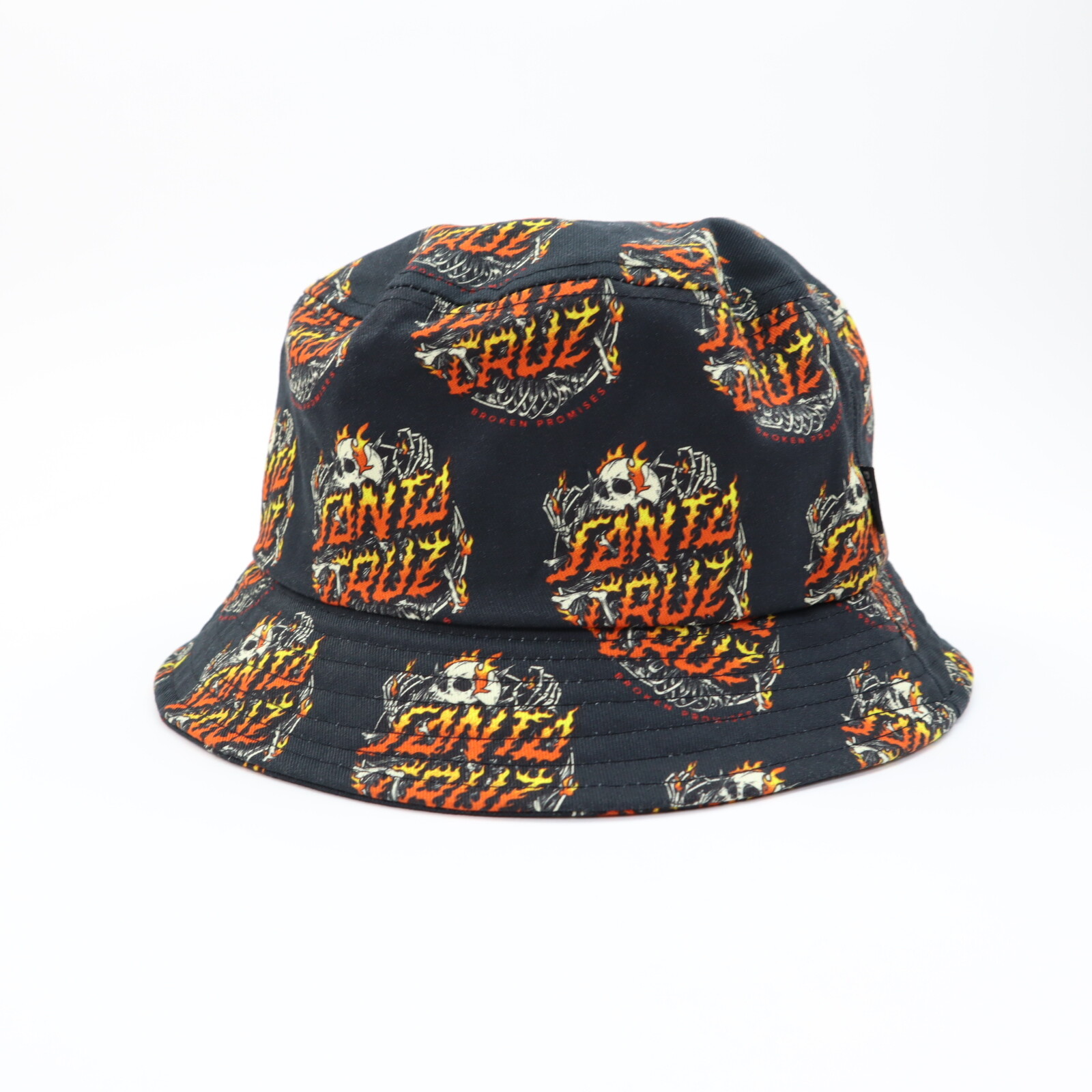 Bucket Hat  Santa Cruz Skateboards X Broken Promises Flaming Skeleton Black Y2K