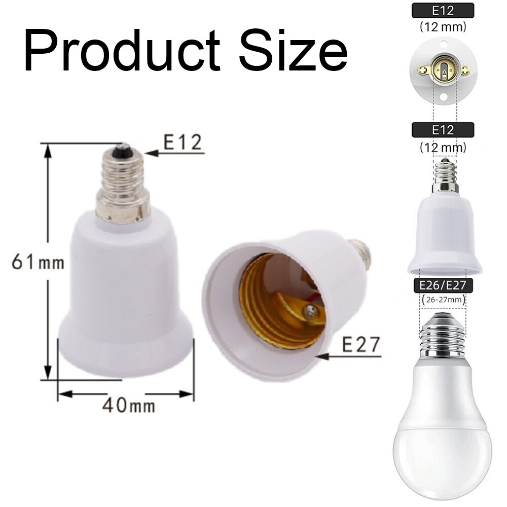 Light Bulb Socket Adapter E12 to E26/E27 Base Chandelier Converter US New