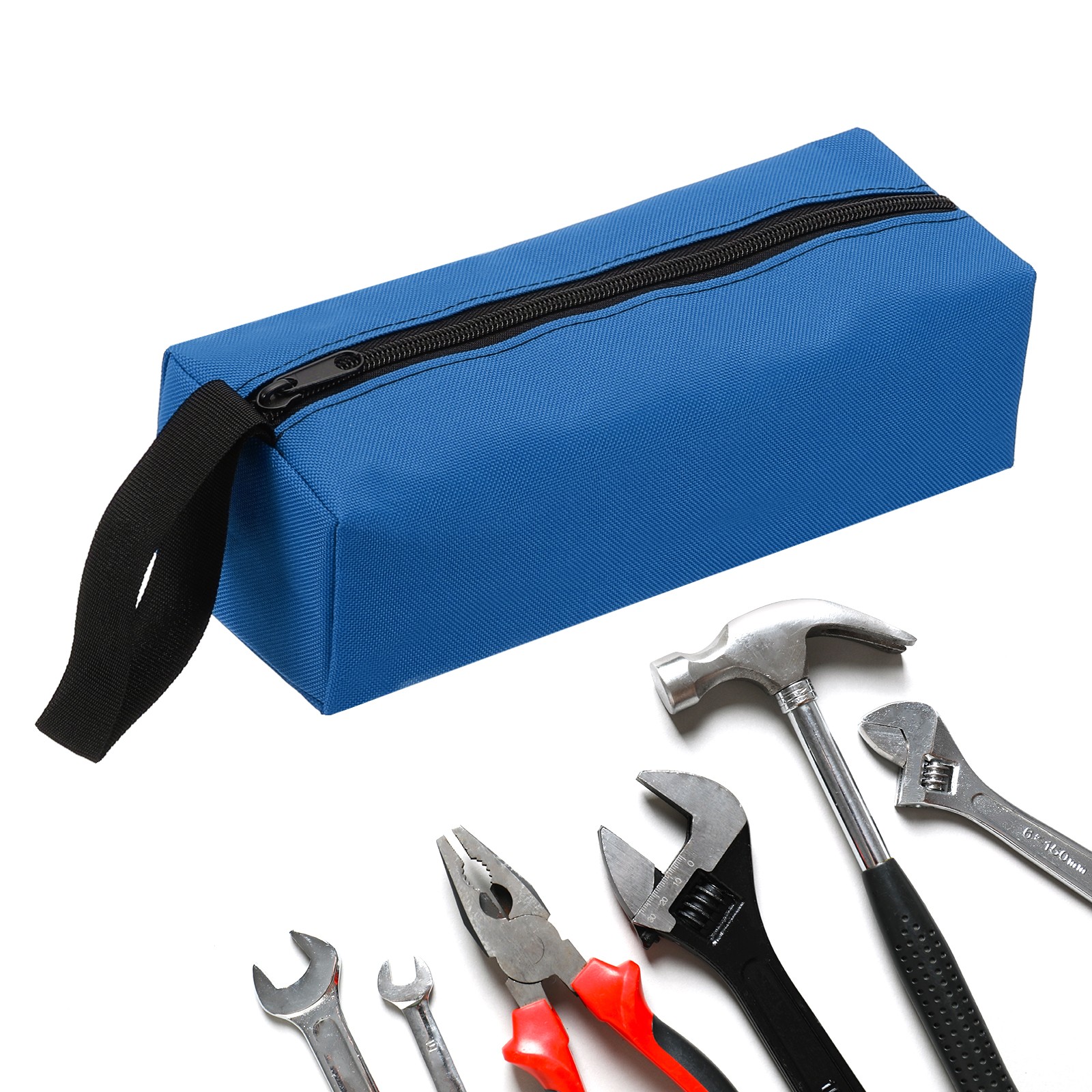 Zipper Utility Tool Bag 9.8x3.3x2.8 Inch Multi-purpose Oxford Tote Bag Blue