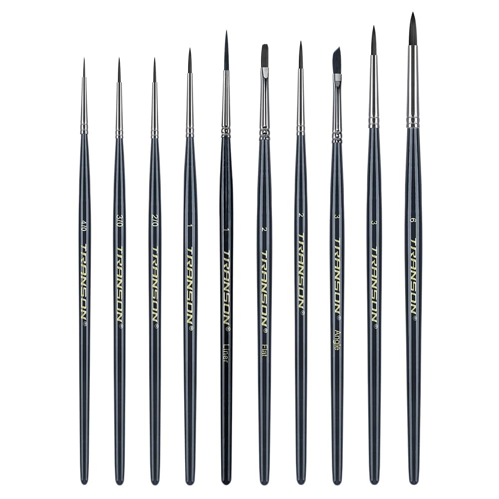 10Pcs Small Detail Miniature Model Painting Brush Set for Acrylic Watercolor Gou