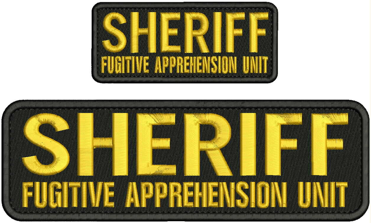 SHERIFF F A UNIT EMB PATCH 3X10 AND 2X5 HOOK ON BACK GOLD ON BLACK