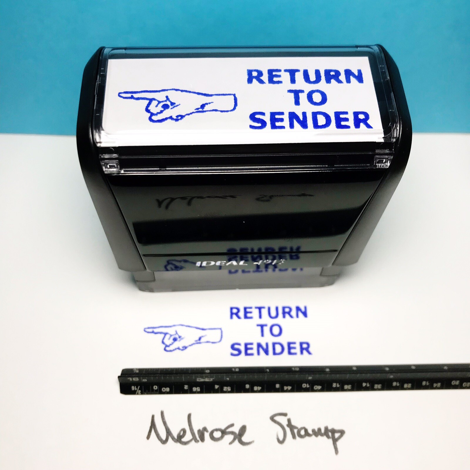 Return To Sender With Hand Rubber Stamp Blue Ink Self Inking Ideal 4913