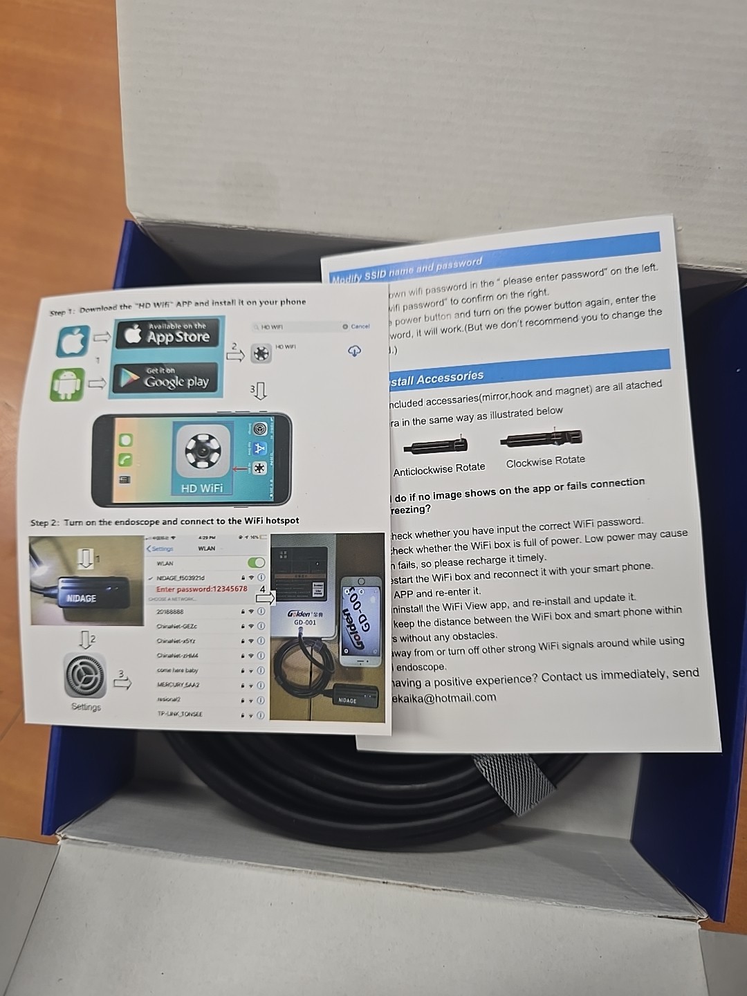 Brand New NIDAGE USB Inspection Camera Endoscope 30ft Wireless