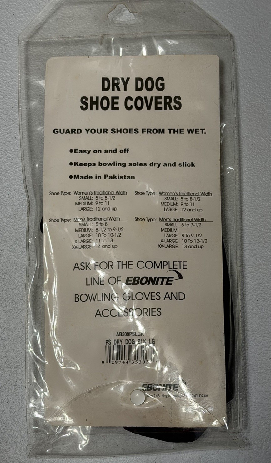 Ebonite Dry Dog Shoe Cover Black Large