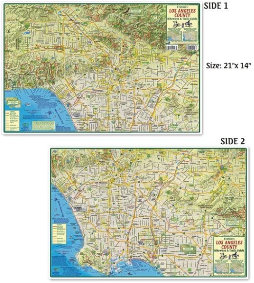 Los Angeles County L. A.  Bikeways & Trail Map Poster