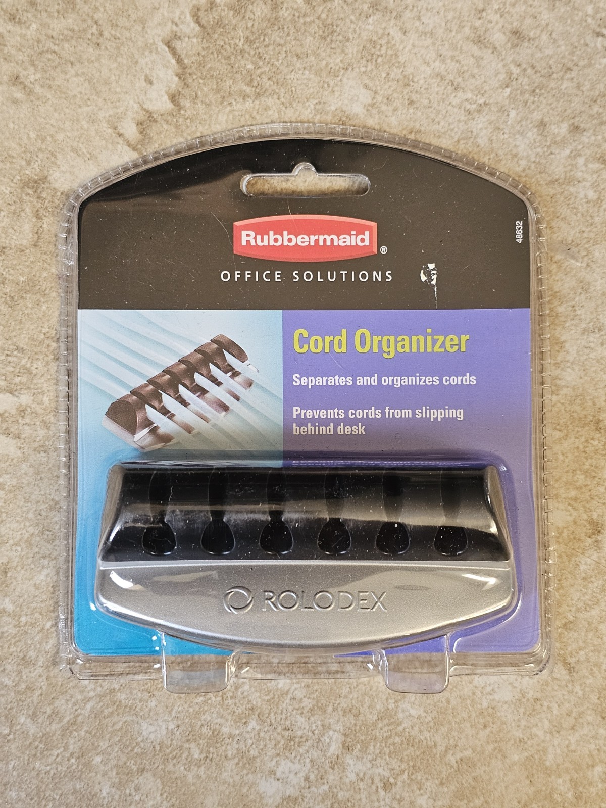Rubbermaid Rolodex Adhesive Cord Organizer - Black/Silver B1785