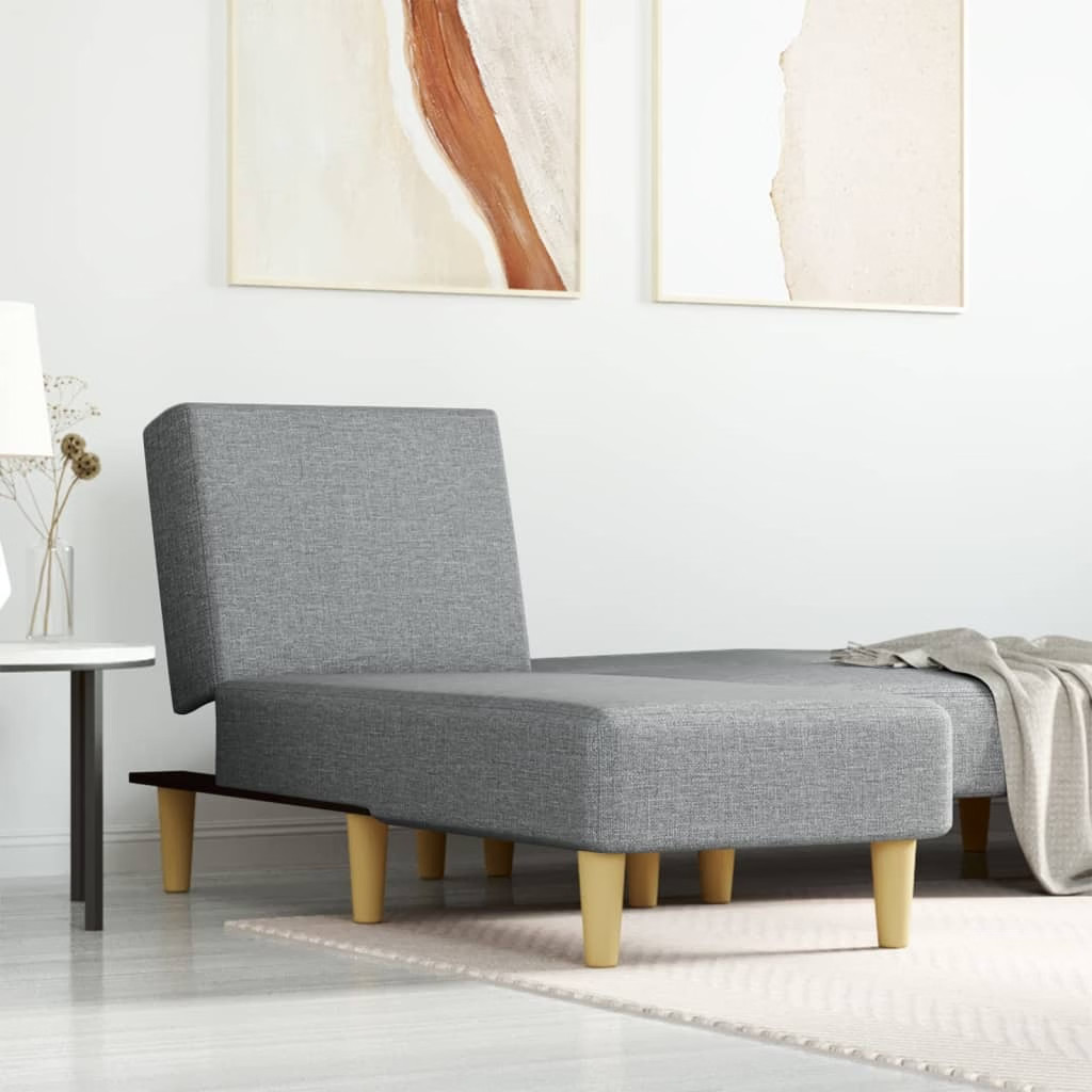 Chaise Longue Light Grey Fabric (100% polyester) and plywood