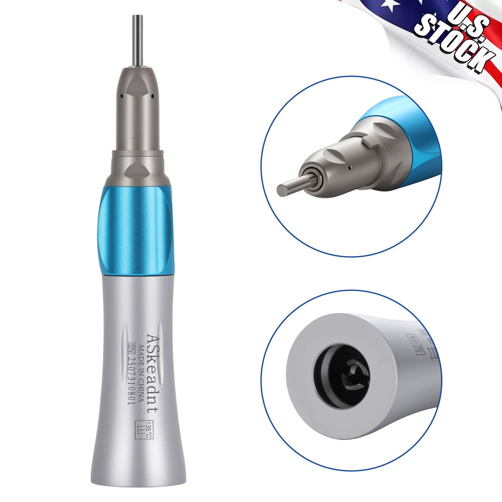ASkeadnt Dental Straight Handpiece Nosecone Slow Low Speed Fit E-type Motor