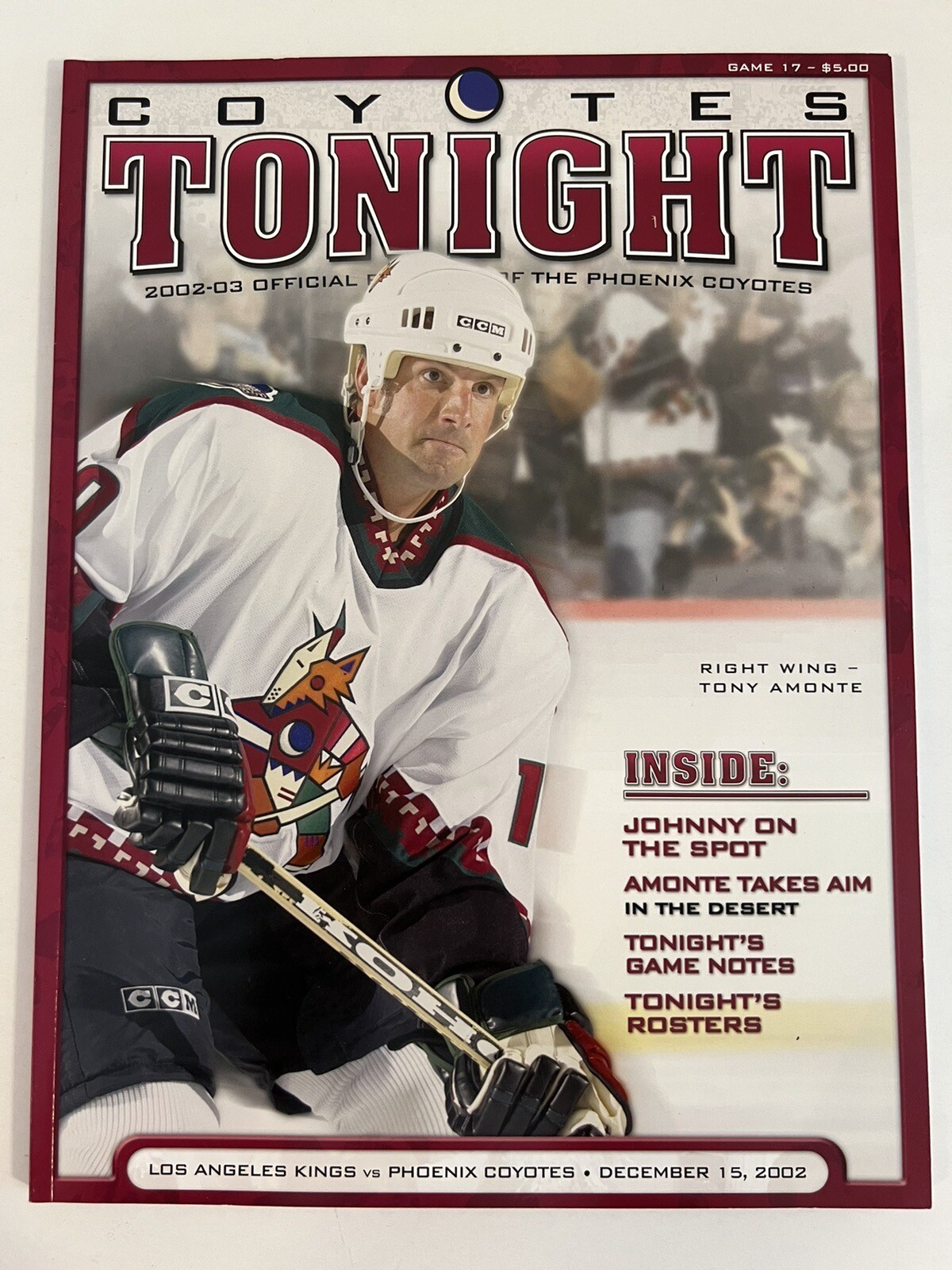 Phoenix Coyotes Hockey Program Los Angeles Kings Dec 2002 Tony Amonte Cover