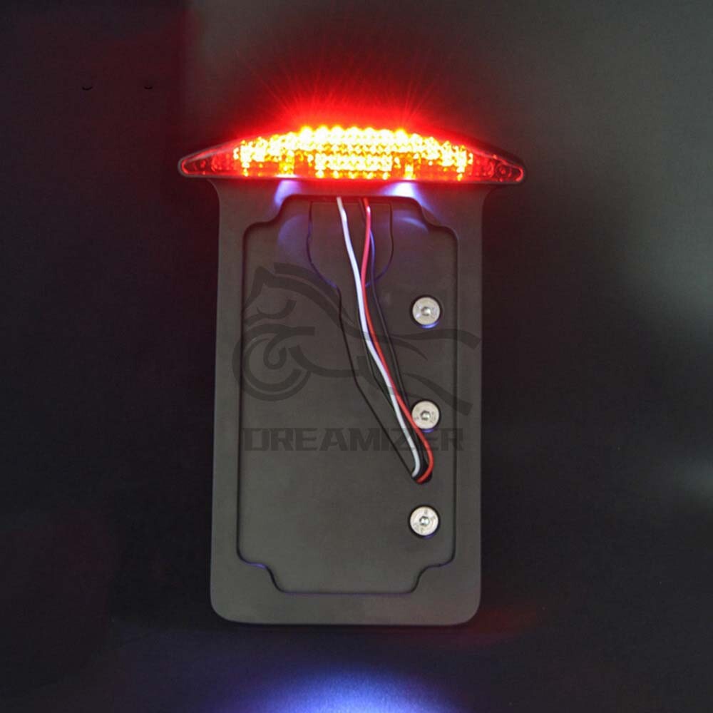 Universal Black Motorcycle BRAKE Tail LED LIGHT Side Mount License Plate Holder