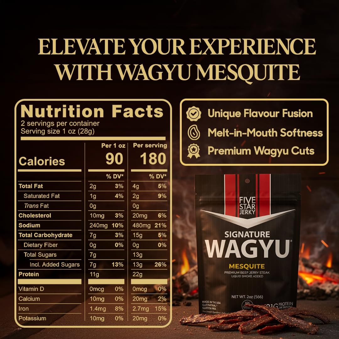 Five Star Wagyu Beef Jerky – Tender Mesquite 2-Pack (4oz)