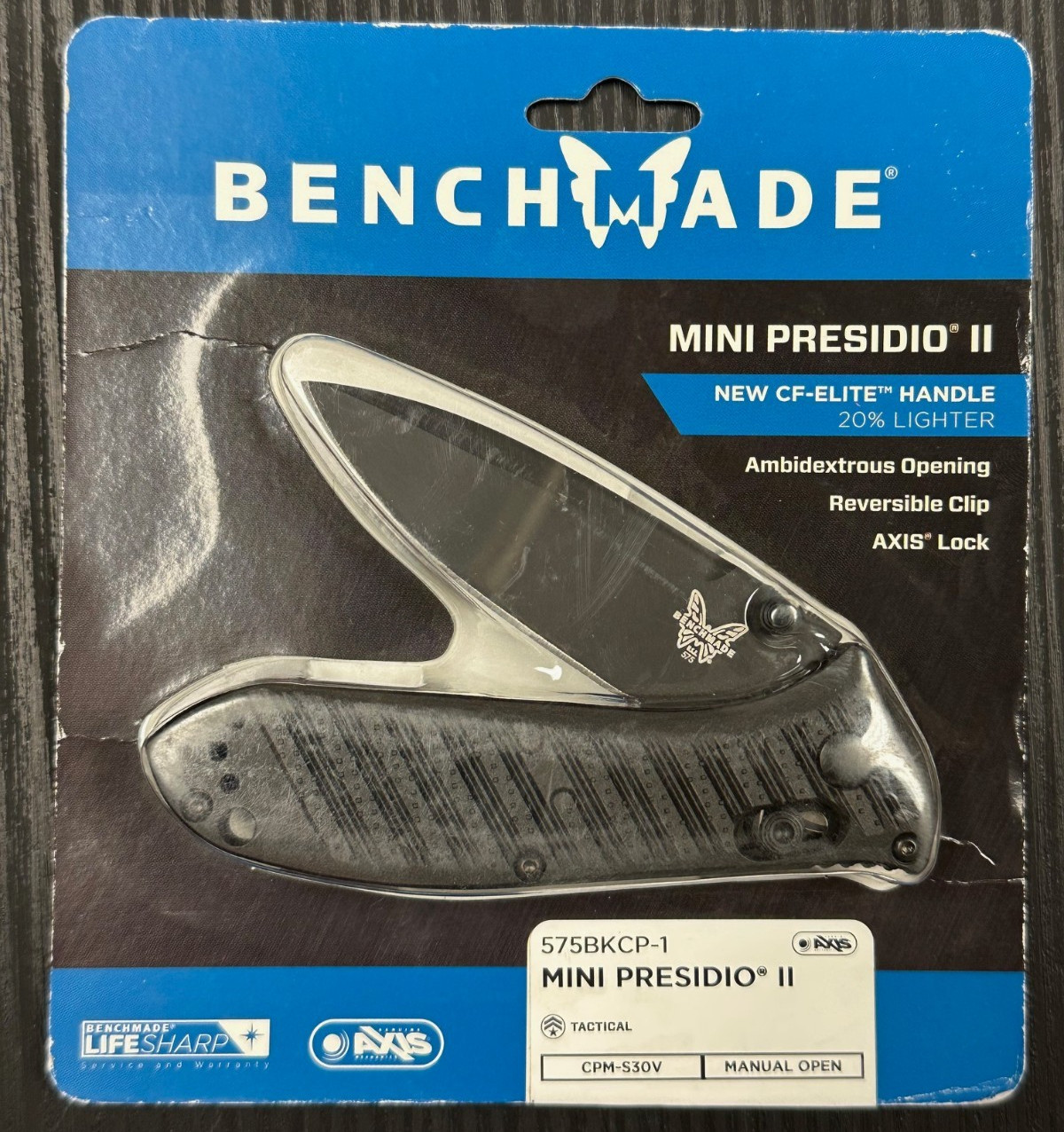 Benchmade MINI-PRESIDIO II 575BK-1, Manual Open, CF-Elite Handle  *DISCONTINUED*