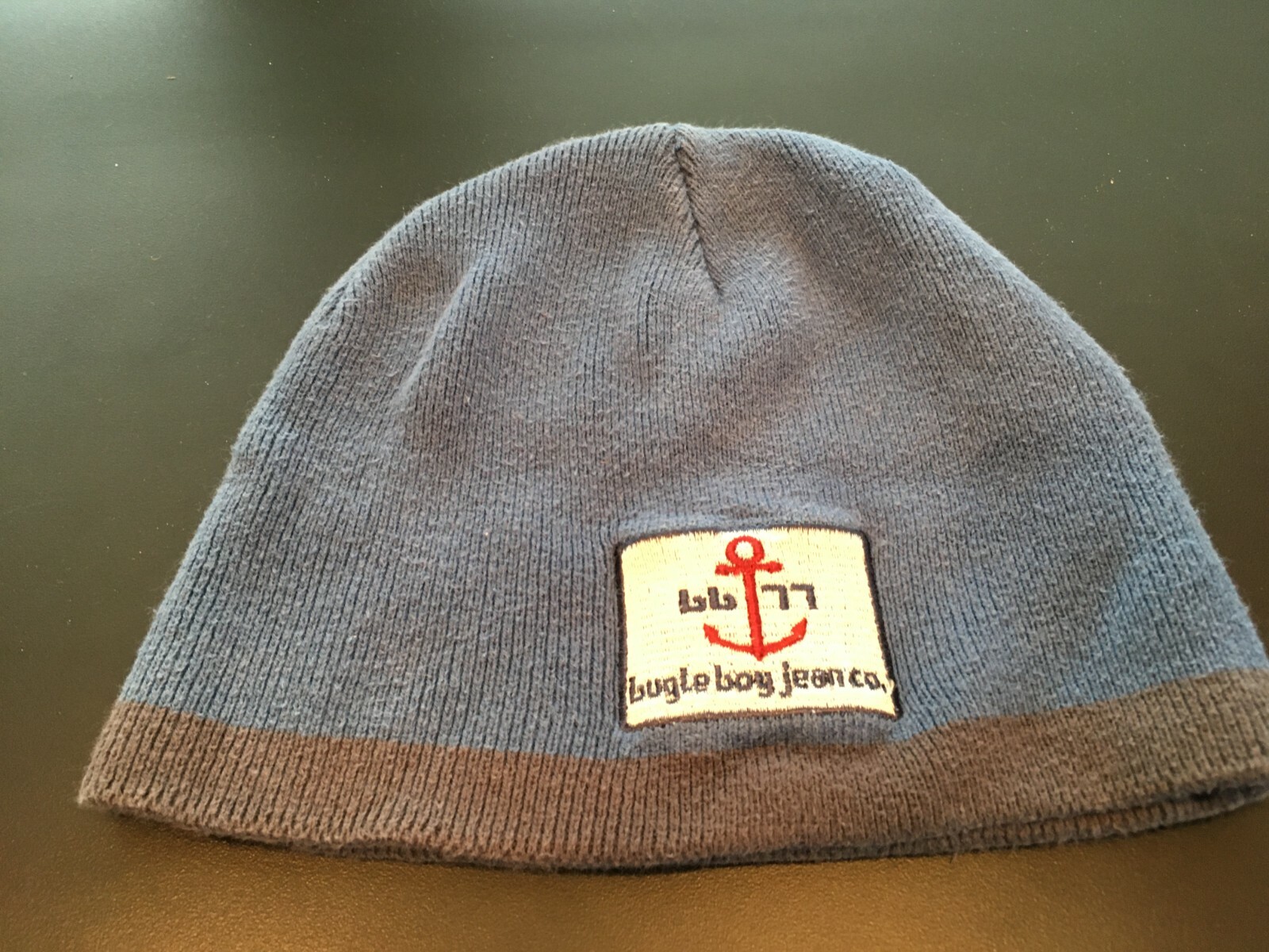Old Navy Youth Boys One Size Blue Gray Striped Beanie Hat Cap Winter