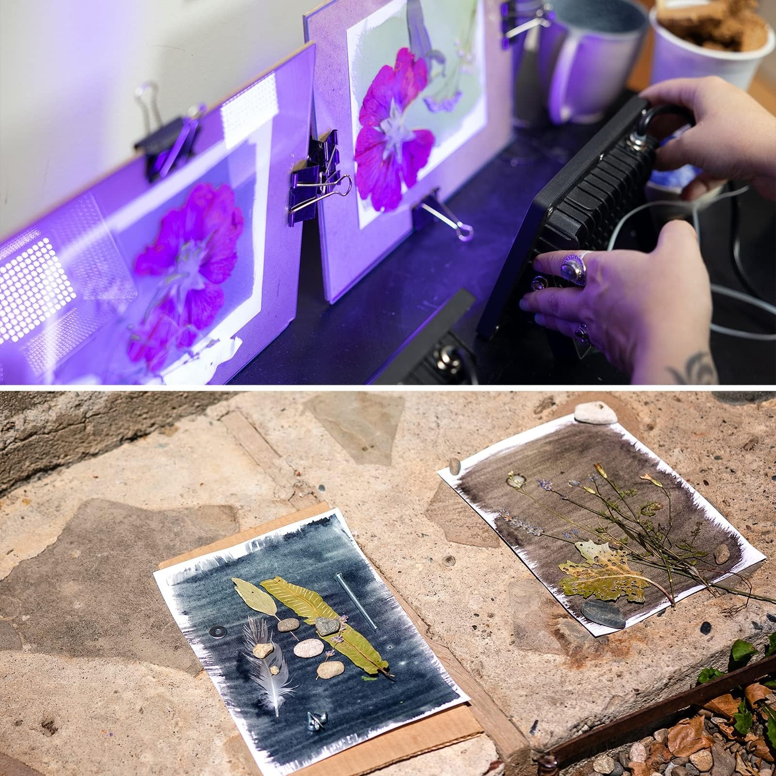 Cyanotype Kit Include 2 Component Sensitizer Set, 40 Sheets A5 Paper Brush To...